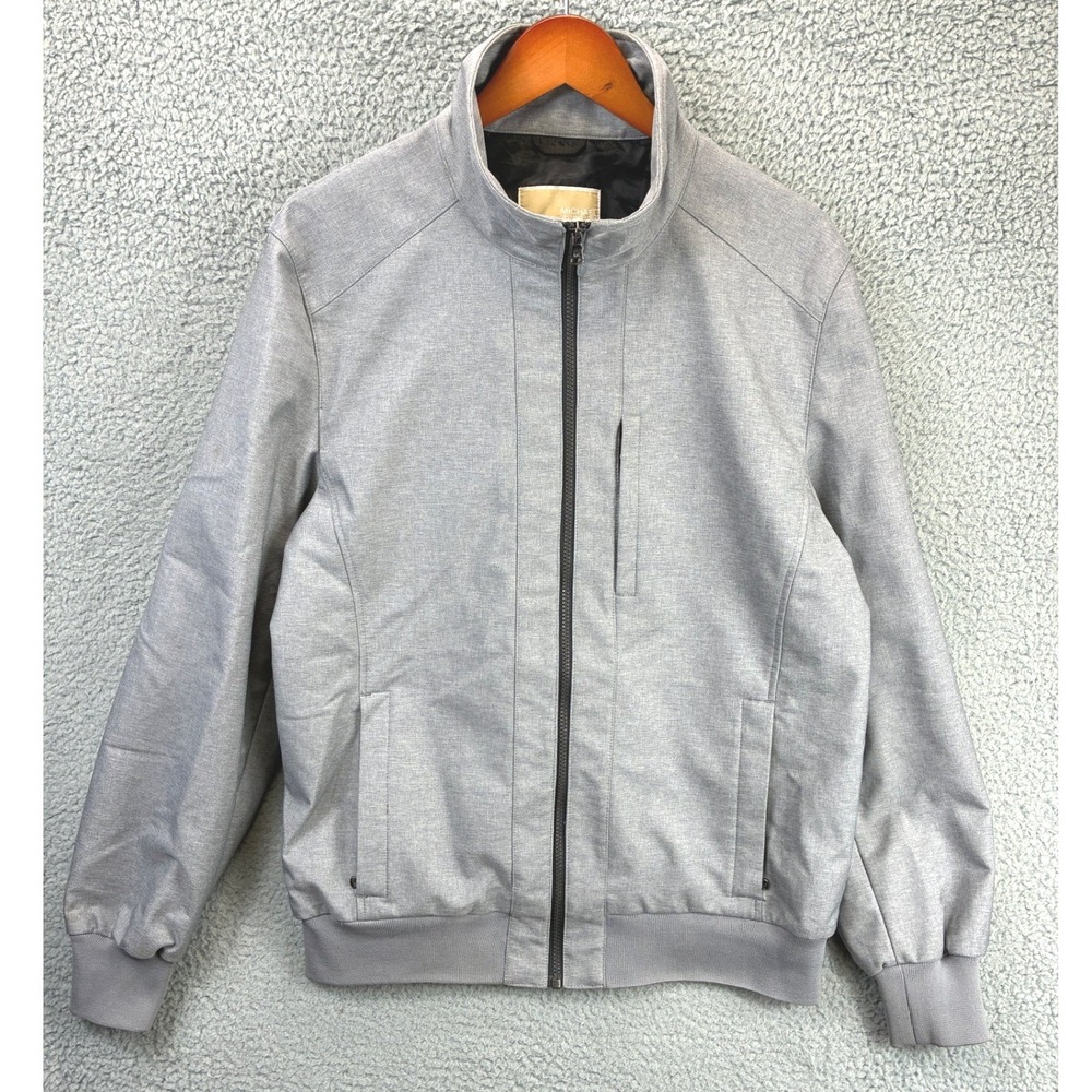 Michael Kors Harrington Bomber Jacket Mens L Gray Business Casual Fall FLAWED